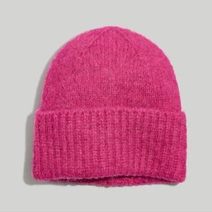Madewell Fuzzy Wide-Cuffed Beanie Color Heather Fuschia